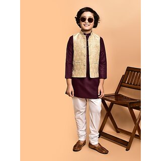                       PrintCultr Boys Festive & Party Kurta, Waistcoat and Pyjama Set (Multicolor)                                              