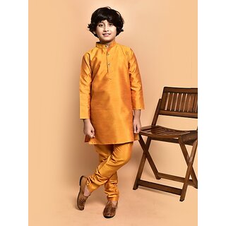                       PrintCultr Boys Festive & Party Kurta and Pyjama Set (Yellow)                                              