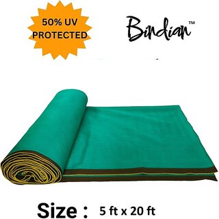 BIndian Shade Net 5x20 feet green net 50% UV Block Multipurpose for Garden/Balcony Portable Green House (Green)