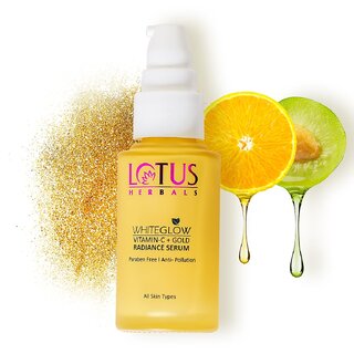 Lotus Herbals Whiteglow Vitamin C And Gold Radiance Face Serum For Dull Dry Skin Brightening Hydrating 30Ml Lotus Herbals Whiteglow Vitamin C And Gold Radiance Face Serum For Dull Dry Skin Brightening Hydrating 30Ml