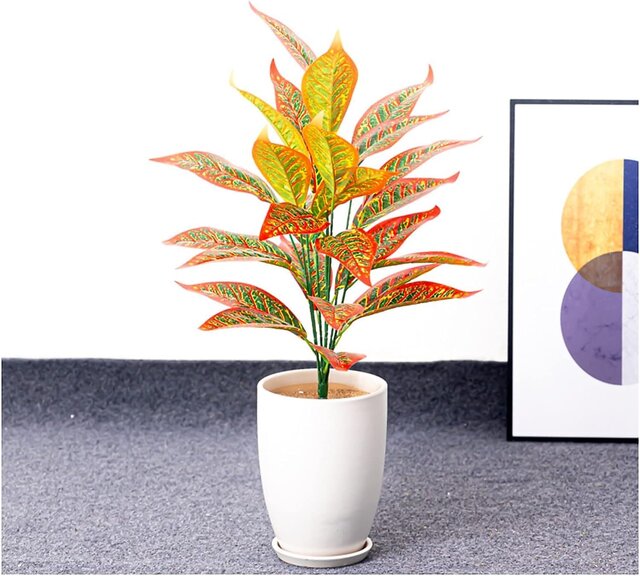De Gardenia Artificial Plant Leaves Tropical Monstera Large Artificial Plants Fake Zebra Leaf Plastic Palm Tree Branch for Home Garden Decor  26 Leaves (Height  76CM, Green-C) Pot Not Included
