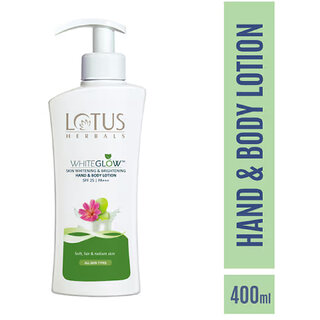                       Lotus Herbals Whiteglow Skin Brightening Hand  Body Lotion Spf 25 Pa+++ ,400Ml                                              