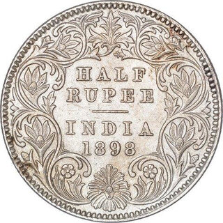                       half rupees 1898 silver coin                                              