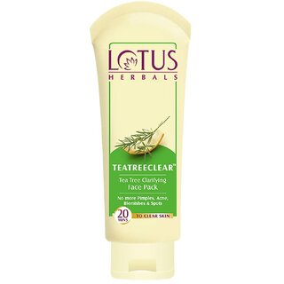 Lotus Herbals Teatreeclear Tea Tree Clarifying Face Pack  Reduces Pimples, Acne, Blemishes  Spots  120G
