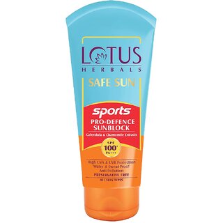 Lotus Herbals Safe Sun Sports Pro-Defence Sunblock  Spf 100  Pa+++  Preservative Free 80G