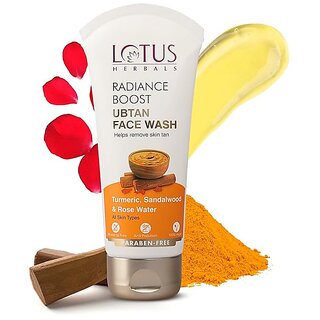                       Lotus Herbals Radiance Boost Ubtan Face Wash  Turmeric, Sandalwood And Rose Water  Glowing Skin  100Gm                                              