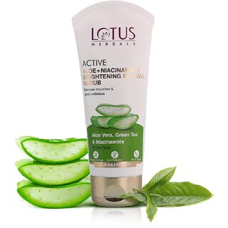 Lotus Herbals Active Aloe + Niacinamide Brightening Revival Scrub Removes Impurities  ExfoliatesPraben Free 100Gm