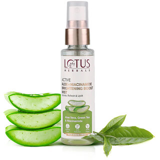 Lotus Herbals Active Aloe + Niacinamide Brightening Boost MistHydrate, Refresh UpliftParaben Free 50Ml Lotus Herbals Active Aloe + Niacinamide Brightening Boost MistHydrate, Refresh UpliftParaben Free 50Ml