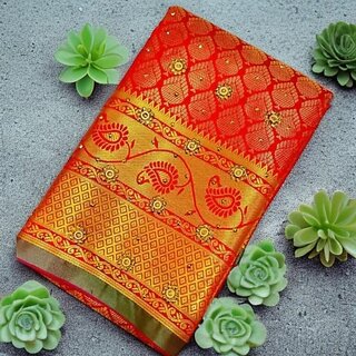 Self Design Banarasi Handloom Art Silk Saree (Red) Self Design Banarasi Handloom Art Silk Saree (Red)