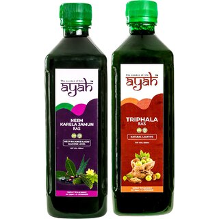 Ayah Triphala & Neem Karela Jamun Juice / Ras - 500ml + 500ml Ayah Triphala & Neem Karela Jamun Juice / Ras - 500ml + 500ml