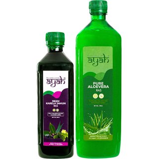                       Ayah Neem Karela Jamun  Aloe Vera Juice / Ras - 500ml + 1000ml                                              