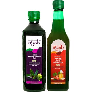 Ayah Apple Cider Vinegar Neem Karela Jamun Juice / Ras - 500ml + 500ml Ayah Apple Cider Vinegar Neem Karela Jamun Juice / Ras - 500ml + 500ml