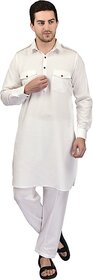 PrintCultr Men Kurta and Pyjama Set (White