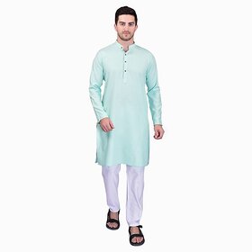 PrintCultr Men Kurta and Pyjama Set (Light Blue)