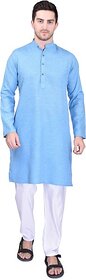 PrintCultr Men Kurta and Pyjama Set (Blue, White)