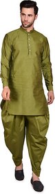 PrintCultr Men Dhoti & Kurta Set (Green)