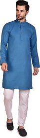 PrintCultr Men Kurta and Pyjama Set (Blue, White)