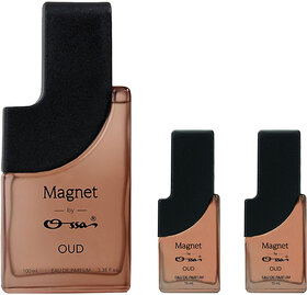 Ossa Magnet Oud Unisex Eau De Parfum 100ml, 15ml &15ml Perfume Combo for Men & Women Long Lasting Fragrance (Pack Of 3)