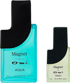 Ossa Magnet Aqua 100ml And Fresh 30ml Unisex EDP Long Lasting Perfume Combo For Men And Women (Pack Of 2)