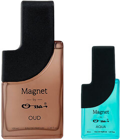 Ossa Magnet Oud 100ml And Aqua 30ml Unisex EDP Long Lasting Perfume Combo For Men And Women (Pack Of 2)