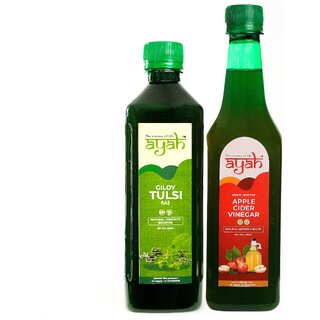 Ayah Apple Cider Vinegar Giloy Tulsi Juice / Ras - 500ml + 500ml Ayah Apple Cider Vinegar Giloy Tulsi Juice / Ras - 500ml + 500ml