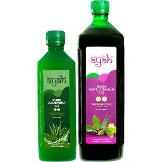 Ayah Aloe Vera Neem Karela Jamun Juice / Ras - 500ml + 1000ml Ayah Aloe Vera Neem Karela Jamun Juice / Ras - 500ml + 1000ml