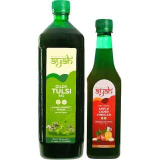                       Ayah Apple Cider Vinegar  Giloy Tulsi Juice / Ras - 500ml + 1000ml                                              