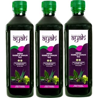 Ayah Pure Natural Neem Karela Jamun Ras / Juice Super Saver Pack of 3 x 500ml Ayah Pure Natural Neem Karela Jamun Ras / Juice Super Saver Pack of 3 x 500ml