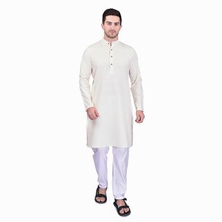                       PrintCultr Men Kurta and Pyjama Set (White)                                              