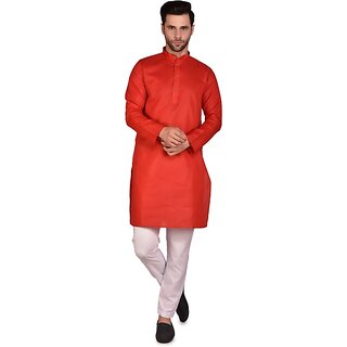                       PrintCultr Men Kurta and Pyjama Set (Red)                                              