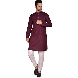                       PrintCultr Men Kurta and Pyjama Set (Purple)                                              