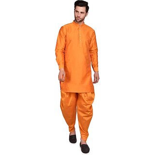                       PrintCultr Men Dhoti & Kurta Set (Orange)                                              