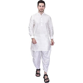                       PrintCultr Men Dhoti & Kurta Set (White)                                              