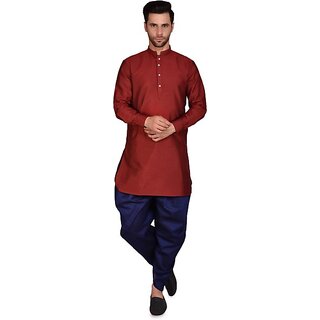                       PrintCultr Men Dhoti & Kurta Set (Maroon)                                              
