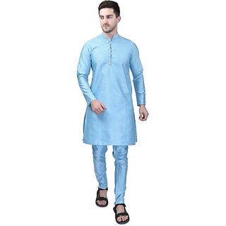                       PrintCultr Men Kurta and Pyjama Set (Light Blue)                                              
