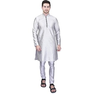                       PrintCultr Men Kurta and Pyjama Set (Silver)                                              