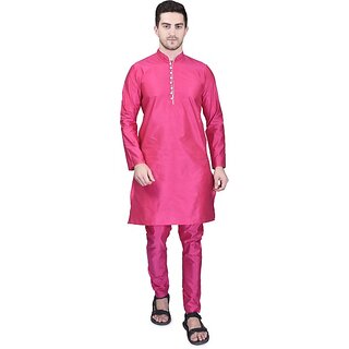                       PrintCultr Men Kurta and Pyjama Set (Pink)                                              