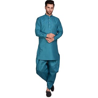                      PrintCultr Men Dhoti & Kurta Set (Blue)                                              