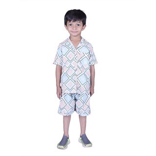 Kid Kupboard Cotton Boys Shirt and Short Set, Multicolor, Half-Sleeves, 6-7 Years KIDS7188 Kid Kupboard Cotton Boys Shirt and Short Set, Multicolor, Half-Sleeves, 6-7 Years KIDS7188