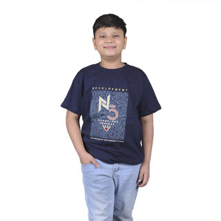                       Kid Kupboard Cotton Boys T-Shirt, Dark Blue, Half-Sleeves, 9-10 Years KIDS7199                                              