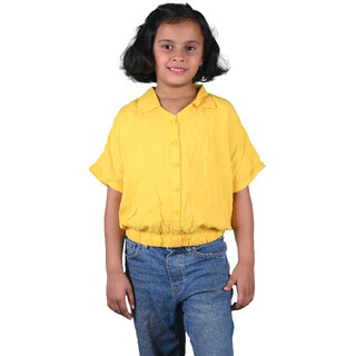                       Kid Kupboard Cotton Girls Top, Light Yellow, Half-Sleeves, 7-8 Years KIDS7217                                              