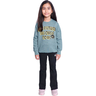 Kid Kupboard Cotton Girls Sweatshirt, Grey, Full-Sleeves, 7-8 Years KIDS7228