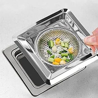 Sink Strainer Kitchen and Bathroom Drain Cover with Fine Mesh Design Square Shape Basket Filter Stopper Drainer Stainle Sink Strainer Kitchen and Bathroom Drain Cover with Fine Mesh Design Square Shape Basket Filter Stopper Drainer Stainle