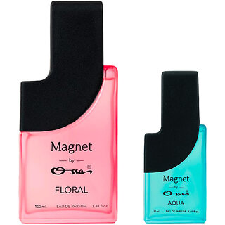 Ossa Magnet Floral 100ml And Aqua 30ml Unisex EDP Long Lasting Perfume Combo For Men And Women (Pack Of 2)