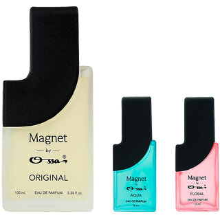 Ossa Magnet Original 100ml,Aqua 15ml And Floral 15ml Unisex EDP Long Lasting Perfume Combo For Men And Women (Pack Of 3)