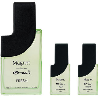 Ossa Magnet Fresh 100ml, 15ml, 15ml Unisex Eau De Parfum Long Lasting Perfume Combo for Men And Women (Pack Of 3) Ossa Magnet Fresh 100ml, 15ml, 15ml Unisex Eau De Parfum Long Lasting Perfume Combo for Men And Women (Pack Of 3)