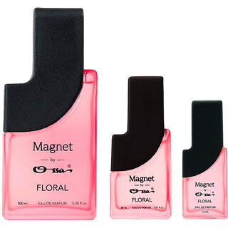 Ossa Magnet Floral Unisex Eau De Parfum 100ml, 30ml, 15ml Long Lasting Perfume Combo for Men And Women (Pack Of 3) Ossa Magnet Floral Unisex Eau De Parfum 100ml, 30ml, 15ml Long Lasting Perfume Combo for Men And Women (Pack Of 3)