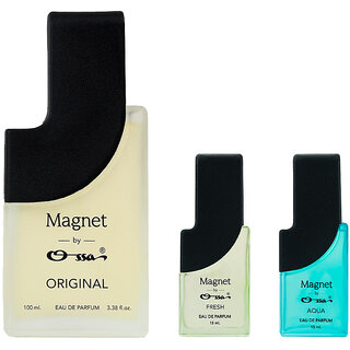 Ossa Magnet Original 100ml, Fresh 15ml, Aqua 15ml Eau De Parfum Long Lasting Perfume Combo for Men And Women (Pack Of 3) Ossa Magnet Original 100ml, Fresh 15ml, Aqua 15ml Eau De Parfum Long Lasting Perfume Combo for Men And Women (Pack Of 3)