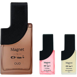 Ossa Magnet Oud 100ml, Floral 15ml, Original 15ml Eau De Parfum Long Lasting Perfume Combo for Men And Women (Pack Of 3) Ossa Magnet Oud 100ml, Floral 15ml, Original 15ml Eau De Parfum Long Lasting Perfume Combo for Men And Women (Pack Of 3)