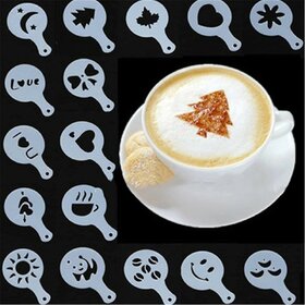 16pcs Creative Nice Coffee Stencil Coffee Template Strew Spray Art Stencils